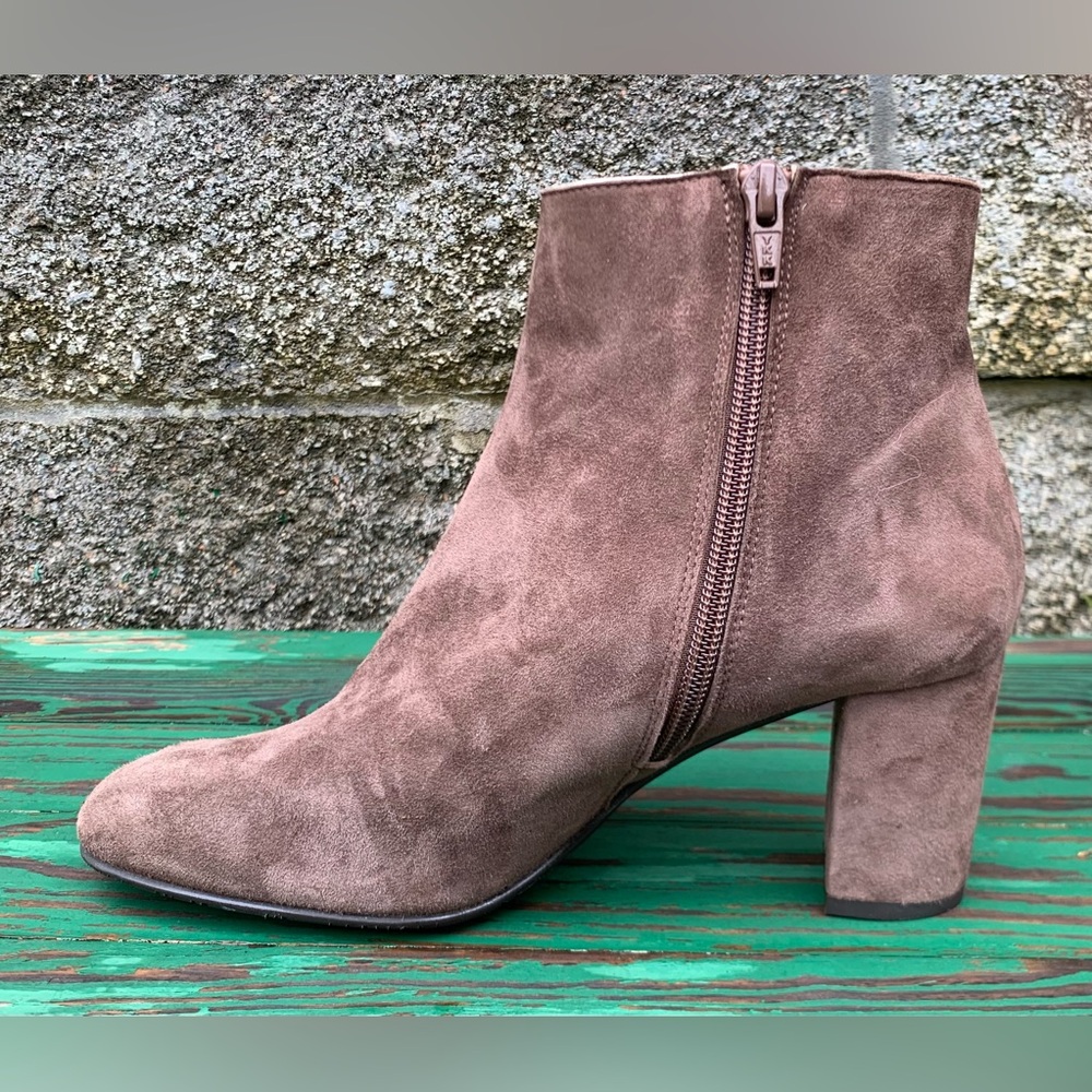 Brenda Zaro Womens Leather Suede Block Heel Tania Boots Size 7.5 US Tan Spain - Picture 4 of 16